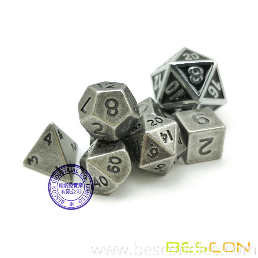 10mm Mini Solid Metal Dice Set Old Nickle 2